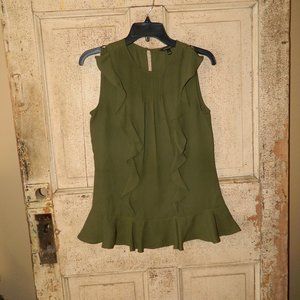 Banana Republic Pin-Tuck Ruffle Blouse Career Workwear Size S (CC-61)